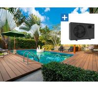 Piscine Bois Rectangle Panama 130 "- 6.20 x 4.10 x 1.31 m + Pompe à Chaleur 6 KW/h Inverter Powerline by Hayward - Noir