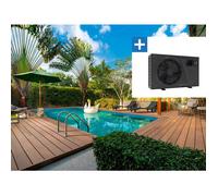 Piscine bois rectangle "" Panama 130 ""- 6.20 x 4.10 x 1.31 m + Pompe à chaleur 6 kw/h inverter ""PowerLine by Hayward"" - Noir