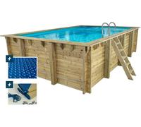 Piscine bois rectangle " Panama "- 6.20 x 4.10 x 1.45 m + Bâche à bulles 180 µ - Bâche hiver 280 g/m² +