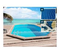 Piscine bois " Sao Paulo " - 6.57 x 4.07 x 1.20 m - Bâche à bulles 180 µ - Bâche hiver 280 g/m² -
