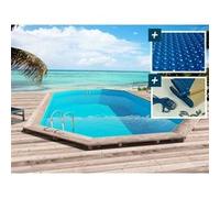 Piscine bois " Sao Paulo " - 6.57 x 4.07 x 1.20 m - Bâche à bulles 180 µ - Bâche hiver 280 g/m² -