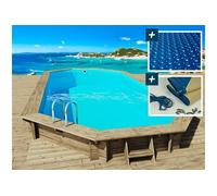 Piscine bois "" Sevilla 145 "" - 8.57 x 4.57 x 1.45 m + Bâche à bulles 180 µ + Bâche hiver 280 gr/m²