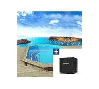 Piscine bois " Seychelles " - 4.00 x 3.00 x 1.20 m + Pompe à chaleur 3.5 kw/h - Hayward - "Micro" - Noir