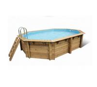 Piscine bois Sunwater rect. 300 x 555 x 140 cm - Liner bleu