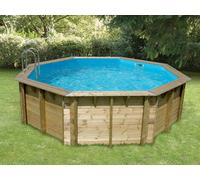 Piscine bois Ubbink OCEA octogonale Ø 580x130cm liner bleu