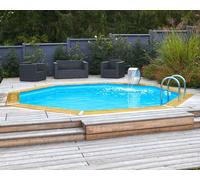Piscine bois Ubbink OCEA octogonale Ø 580x130cm liner gris