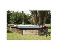 Piscine bois WATERCLIP octogonale SIAYAN 730x420x129 cm 29m3 filtration kit hors-sol semi-enterree enterree