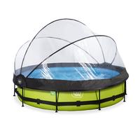 Piscine Couverte Wood Ø360x76cm Avec Pompe Filtrante Vert TU