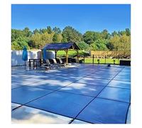 Piscine Creusée Bâche De Sécurité Rectangle Piscine Souterraine Bâche De Piscine avec Tout Le Matériel pour Enfants Et Animaux Triple Couture Maille Haute Résistance(Blue)