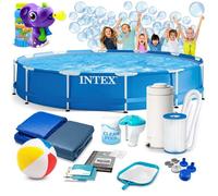 Piscine de jardin à armature - Intex - 366x76 cm - 16 en 1 - Machine à bulles incluse - PVC à 3 couches