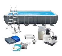 Piscine de jardin à armature - Intex - 732x366x132 cm - 10en1 - Pompe à sable - Couverture de piscine