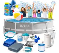 Piscine de jardin à cadre - Intex - 305x76 cm - Ensemble 16en1 - Gris - PVC à 3 couches - Renforcement en nylon
