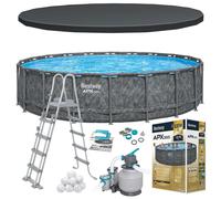 Bestway Kit piscine hors-sol APX 365™ 610×132 cm ronde – filtre à sable, échelle, bâche