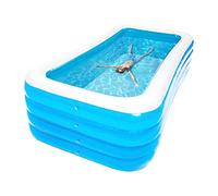 Piscine de jardin gonflable, design rectangulaire géant, 3,18 m x 1,8 m x 0,75 m, durable et facile à gonfler, convient à tous les âges, unisexe, parfaite pour s'amuser en été
