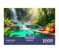 Piscine de la Vallée de la Forêt Pluviale Puzzle en Bois Imperméable Puzzles De 1000 Pièces pour Adultes Amusant Jeux De Stimulants