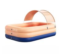 Piscine de loisirs familiale, gonflable, portable, pliable, rectangulaire, avec auvent, SPF 50+, pour le jardin en plein air, arrière-cour, multicolore, plusieurs tailles, orange, 2,1 m