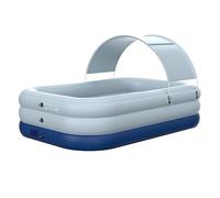 Piscine de loisirs familiale, gonflable, portable, pliable, rectangulaire, avec auvent, SPF 50+, pour le jardin en plein air, arrière-cour, multicolore, plusieurs tailles, bleu, 3 m