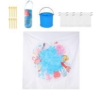 Piscine de plage - Piscine extérieure 2 x 2 m - Couverture imperméable 2 en 1 antarène et jeu d'eau portable pour garçons et filles