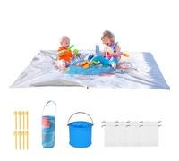 Piscine De Plage Pour Bébé | Tapis De Plage 2 X 2 M Sur Le Thème De La Vie Marine | Piscine Pour Tout-petits | Couverture De Plage Pliable 2 En 1, Imperméable Et Résistante Au Sable, Idéale Pour Pique