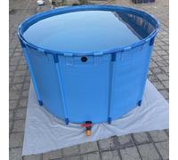 Piscine d'étang en toile - Réservoir d'eau temporaire d'aquaculture avec support et vanne de vidange pour poissons koï et tortues - Construction en PVC durable
