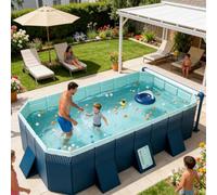 Piscine d'extérieur pliable et durable de 3 m avec vannes de vidange rapides pour adultes et enfants, piscine hors sol rectangulaire spacieuse pour l'été