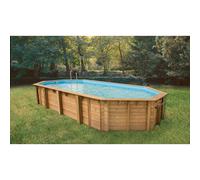 Piscine bois Lagon 8,20 x 4,70 x h1,30m Coloris du liner - Beige