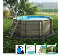 Piscine bois CORAL - ALTANKA - 3.25 m - H.1.18 m - sans dalle - Bleu clair