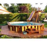 Piscine bois Océa 6,10 x 4,00 x 1,30 m - Liner gris -