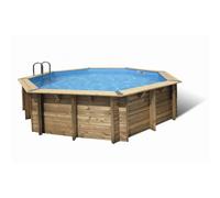 Piscine en bois octogonale 5,80 m - Océa Beige Sans bâche