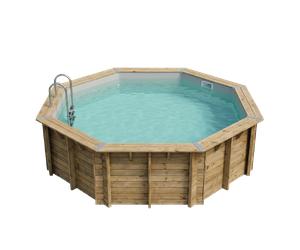 Piscine en bois octogonale Ubbink Océa 5,10 x 1,20 m - Liner Gris