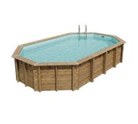 Piscine en bois octogonale Ubbink Océa 8,60 x 4,70 x 1,30 m - Liner Bleu
