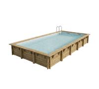 Piscine en bois rectangulaire Ubbink Linéa 8,00 x 5,00 x 1,40 m - Liner Gris
