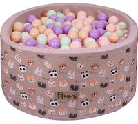 Piscine en mousse Flumi 80x40 cm avec 200 balles ∅7 cm – oursons en peluche avec boules violettes, menthe et pêche