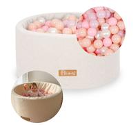 Piscine en mousse Flumi 90x40 cm effet mouton avec 200 balles ∅7 cm – beige clair avec boules rose poudré, pêche clair et blanches