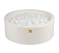 Piscine en Mousse - MeowBaby - 90x30cm - 200 Balles - Certifié CE - Supersoft Velvet - Blanc