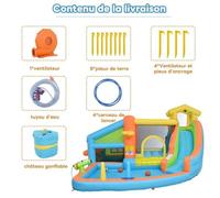 Piscine extérieure pour enfants château gonflable 360x350x210 cm, tissu Oxford résistant sécurisé pour jardin m STRUCTURE GONFLABLE