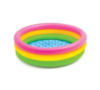 Piscine Gonflable à Trois Anneaux, Base Ronde Bulles, Jeu de pêche, Vague Sable, Aire Jeux Aquatique Bob Ball(Three-Ring Pool 130cm)