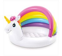 Piscine gonflable avec parasol pour enfants,design d'arbre AMP,île tropicale,jeu d'eau amusant en plein air,1 à 3 ans - Type rainbow unicorn