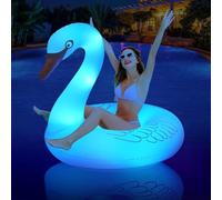 Piscine gonflable en forme de cygne avec lumières colorées, anneaux à DEL à énergie solaire, 106,7 cm, grande, pour piscine, plage, piscine, été, piscine, salon flottant, pour adultes