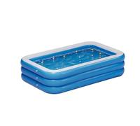 Piscine Gonflable familiale carrée à Trois Anneaux, surélevée et épaissie, Fond Simple, Bleue Blanche, Grande Taille(L)