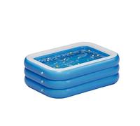 Piscine Gonflable familiale carrée à Trois Anneaux, surélevée et épaissie, Fond Simple, Bleue Blanche, Grande Taille(S)