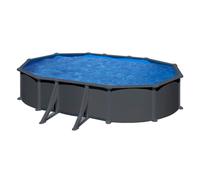 Gre Piscine ovale acier 5,27x3,27xH1,32m – Gris anthracite – Filtre à sable – Renforts
