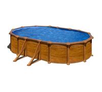 Gre Piscine hors-sol acier Mauritius ovale aspect bois 5,00 x 3,00 x h1,32m