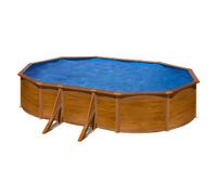 Gre KIT500W Pacific - Piscine Hors-Sol en Acier, Piscine Ovale avec Structure en Acier Imitation Bois. Piscines Hors-Sol pour Jardin, 500x300x120 cm