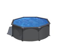 Gre KIT300GY Louko - Piscine Hors-Sol en Acier, Piscine Ronde avec Structure en Acier Gris Anthracite. Piscines Hors-Sol pour Jardin, Ø300x120 cm