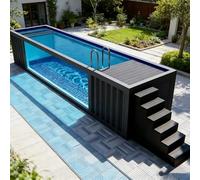 Piscine hors sol 3 m/20 pi Modulaire Prefab Steel Container Pool | Solution instantanée de natation dans le jardin avec doublure résistante à la rouille, marches préinstallées et unité de