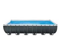 Intex 26368NP - Piscina Fuori Terra Ultra XTR Frame Rettangolare, Pompa Filtro 7900 L/h, Scaletta, Telo Base e Copertura, Kit Pulizia Deluxe e Set Volley, 31805 L, Acciaio e PVC, Grigio, 732x366x132cm