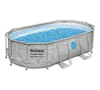 Piscine BESTWAY Hors Sol Power Steel™ SwimVista Ovale Motif rotin avec hublots 427 x 250 x 100 cm