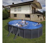 Piscine hors sol acier anthracite Juni -Ovale 5.00m x 3.00m- H 1.30m