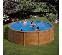 Piscine hors sol acier aspect bois Alto Eco -Ronde D. 2.40m - H 1.20m